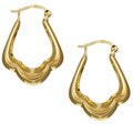 14k Yellow Gold over Silver Wave Hoop Earrings