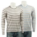 PYA Men's Italian Merino Wool Crewneck Multistripe Sweater
