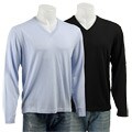 PYA Men's Italian Merino Wool Long-sleeve V-neck Wool Sweater