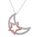 14k Two-tone Gold Star Moon 1/3ct Diamond Pendant