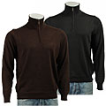 Toscano Men's Italian Wool Long-sleeve Zip-up Turtleneck