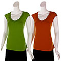 Cable and Gauge Women's Faux-woven Neck Top