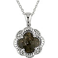 Sterling Silver Diamond and Smokey Quartz Pendant