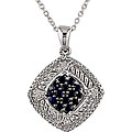 Sterling Silver Diamond and Sapphire Necklace