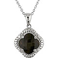 Sterling Silver Diamond and Smokey Quartz Pendant