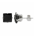 Sterling Silver Black Cubic Zirconia Square Earrings