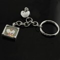 Silvertone Photo with Football Charm Keychain