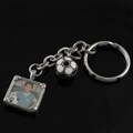 Silvertone Photo with Soccerball Charm Keychain