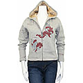 Devine Women's Grey Paint Design Hooded Jacket
