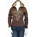 JES Women's Junior Brown Hooded Jacket