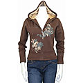 Devine Women's Paint Design Brown Hooded Jacket