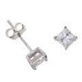 Sterling Silver CZ 4-mm Square Stud Earrings