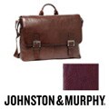 Johnston & Murphy Leather Double Buckle Briefcase