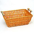 Luxe Rectangular Metal-handled Wicker Basket