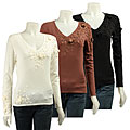 FINAL SALE Dolce Cabo Women's Embroidered/ Beaded Sweater