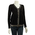 Dolce Cabo Long-sleeve Top with Beaded Neckline