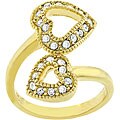 14k Goldplated CZ Heart-to-Heart Ring