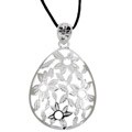 Sterling Silver Teardrop Floral Medallion Necklace