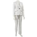 FINAL SALE Tahari ASL Women's White Piped Collar Pant Suit