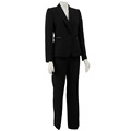 FINAL SALE Tahari ASL Women's Black Ruffle Pocket Pant Suit