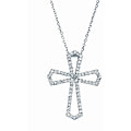 14k White Gold 2/5ct TDW Diamond Cross Necklace (H-I, I2)