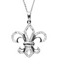 14k Gold 1/10ct TDW Diamond Fleur de Lis Necklace