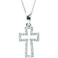 14k White Gold 1/6ct TDW Diamond Cross Necklace