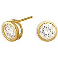 14k Gold Overlay Solitaire CZ Earrings