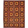 Hand-knotted Squares Wool Rug (7'6 x 9'6)