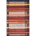 Hand-knotted Plaid Wool Rug (7'6 x 9'6)