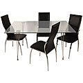 Medallion 5-piece Dining Table with Black Chairs