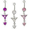 Surgical Steel CZ Flower and Heart Navel Ring