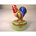 Limoges Colorful Rooster Porcelain Keepsake Box