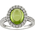 14k Gold 3/8ct TDW Oval Peridot and Diamond Ring (H-I-J, I1-I2)