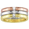 14k Three-tone Gold 1/6ct TDW Diamond Ring Set (Size 6.5)
