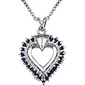 Silver Sapphire and 1/4ct Diamond Heart Necklace