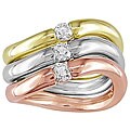 14k Three-tone Gold 3/8ct TDW Diamond Rings Set (G-H-I, SI) (Size 6.5)