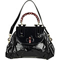 Gucci Black Medium Handbag with Red Bamboo Handle