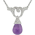 14k Gold Amethyst and 1/10ct TDW Diamond Necklace