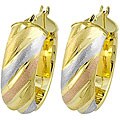 14k Tri-color Gold Fancy Hoop Earrings