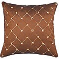 Brown Diamond Embroidered Cushion Cover