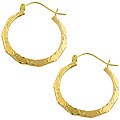 14k Yellow Gold Faceted Hoop Earrings