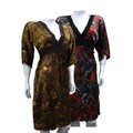 YoYo5 Women's Printed V-neck Satin Dress with Tie