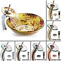 Kraus Amber Round Glass Vessel Sink and Waterfall Faucet Combo