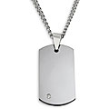 Tungsten Carbide Diamond Dog Tag Necklace
