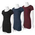 Love by Design Junior's Short-sleeve Cable Knit Dress
