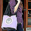 Cotton 'Lilac Lotus Elephant' Handbag (Thailand)