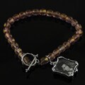 Sterling Silver Photo Pink Bead Toggle Bracelet
