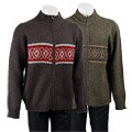 Eco Green Men's Wool Blend Fairisle Cardigan Sweater