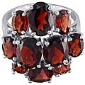 10k White Gold 10-stone Cluster Garnet Ring